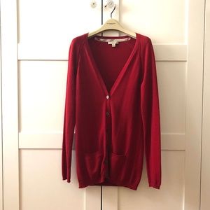 Burberry Brit Red Cardigan with Elbow Patches M